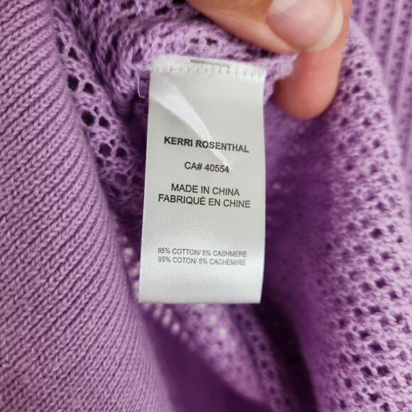 Kerri Rosenthal Purple Knit Heart Elbow Patch Women's Sweater XS Cashmere Blend - Picture 9 of 15